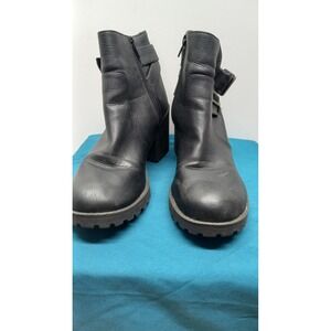 Dirty Laundry 7.5 women's biker chunky platform buckle ankle boots black zippers